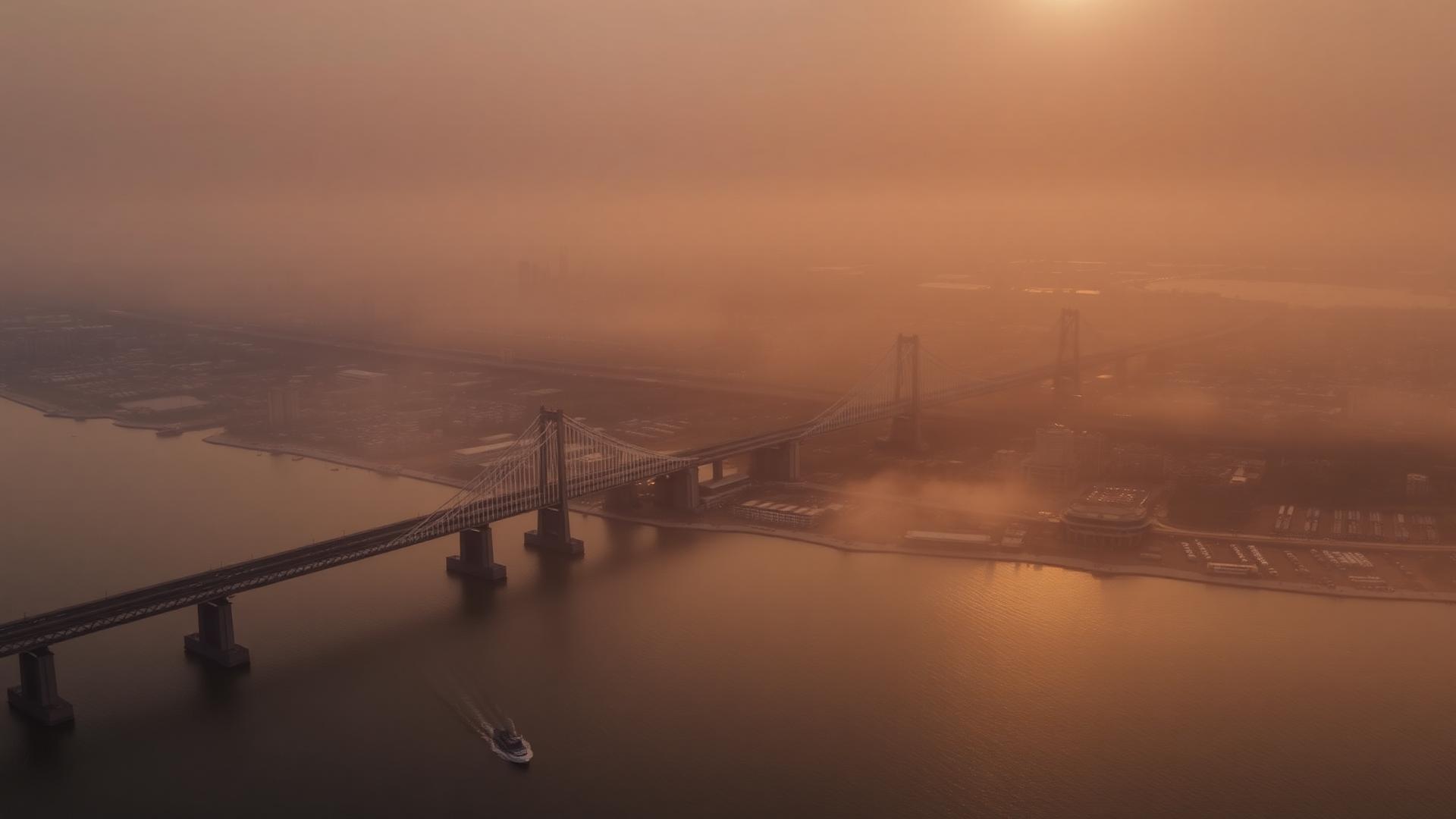 Aerial view of Mumbai coastline at golden hour
